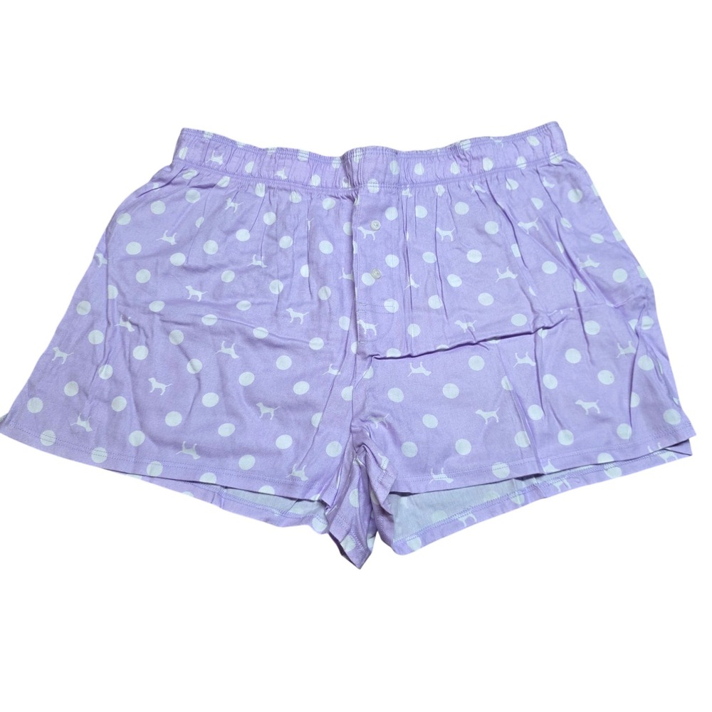 Pink Victoria's Secret Purple Polka Dot Dog Logo Pajama Shorts Womens Medium